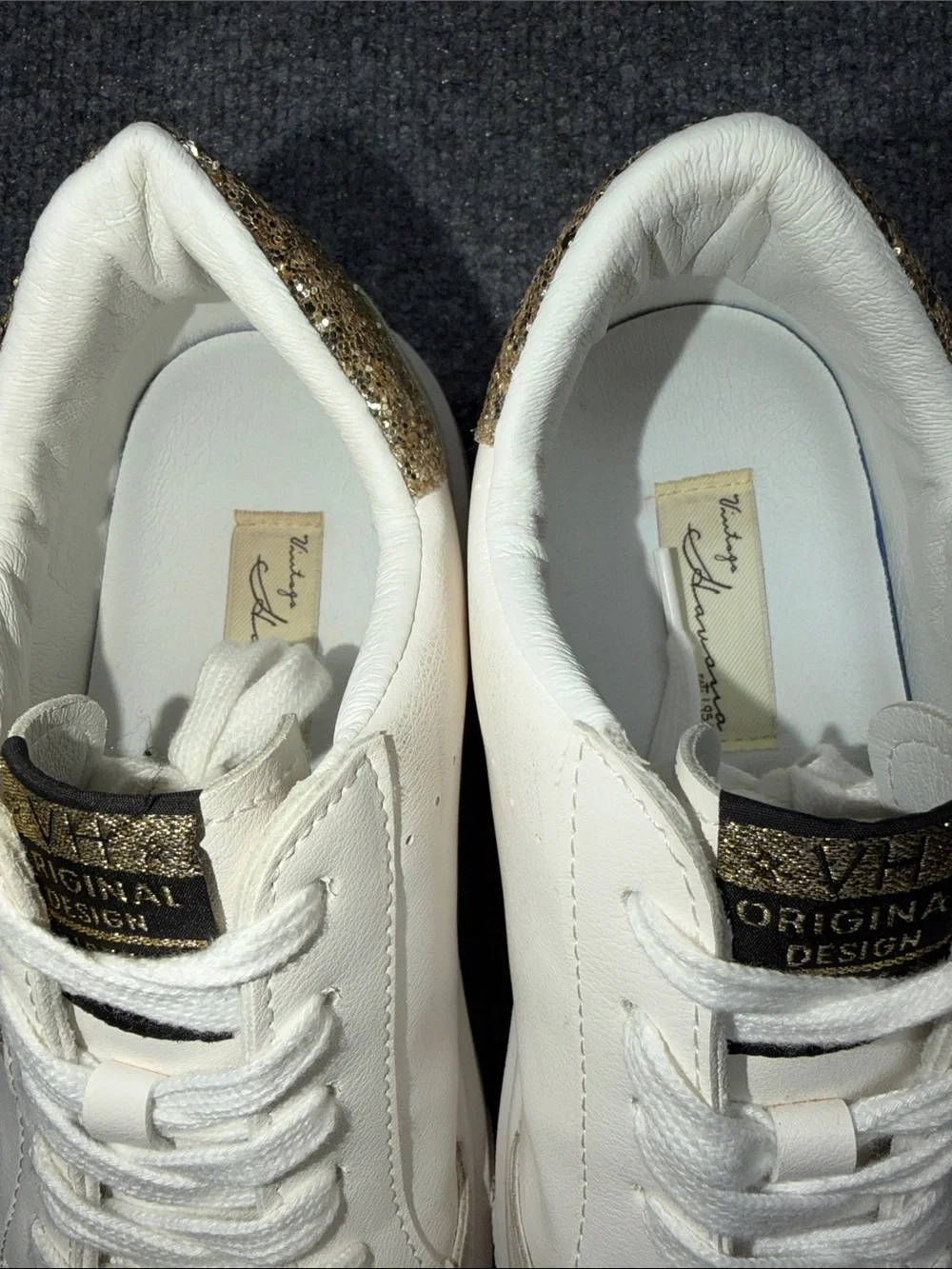 Vintage Havana White Sneakers with Gold Star Accent